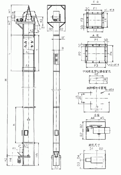 NE斗式提升機內(nèi)部結(jié)構(gòu)圖紙展示